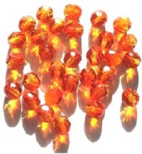 25 8mm Faceted Two Tone Topaz Orange Firepolish Beads